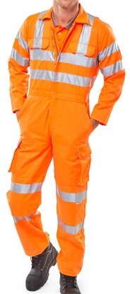 Show details for Rail Spec Polycotton Hi Viz Coverall - Conforms to GO/RT 3279