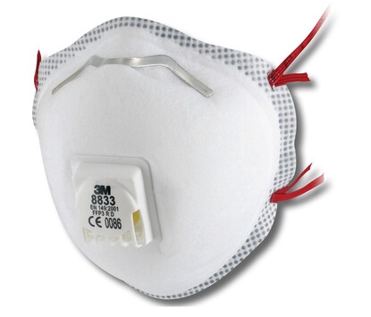 Show details for 3M 8833 FFP3 Cup-Shaped Valved Dust/Mist/Metal Fume Respirator - Box of 10
