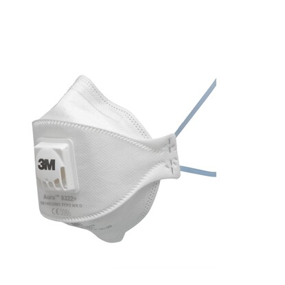 Show details for 3M 9322+ Aura FFP2 Flat Fold Valved Dust/Mist Respirator - Box of 10