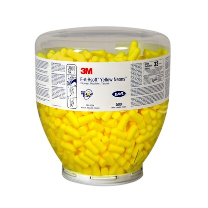 3M E.A.R One Touch Earsoft Yellow Neon Ear Plug Refill - (500 Pieces)