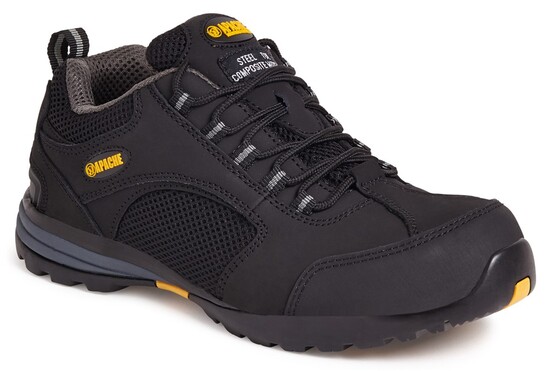 Picture of Black Leather/Mesh Safety Trainer With Mid-Sole - S1P SRA 