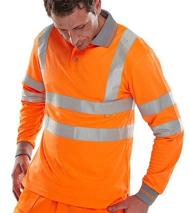 Hi Viz Polo Shirt - Long Sleeve - Orange