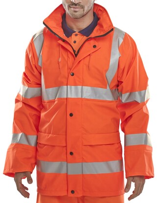 Super B-DRI Hi-Vis Breathable Water Proof Jacket - Orange