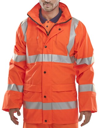 Show details for Super B-DRI Hi-Vis Breathable Water Proof Jacket - Orange