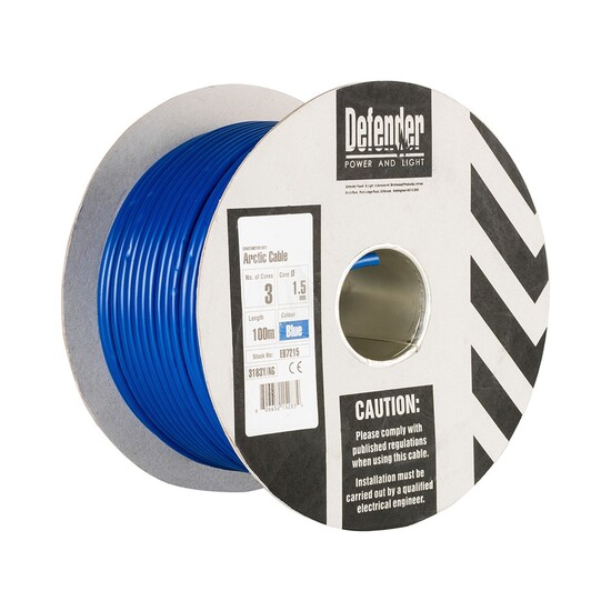 100M Drum - 3 Core Blue HO5 VV-F Cable 240V