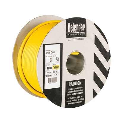 Show details for 100M Drum - 3 Core Yellow HO5 VV-F Cable 110V