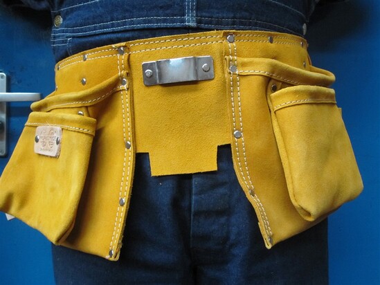 Tradesman Leather Double Nail & Tool Pouch with Tape Holder