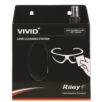 Riley Vivid cleaning station one cleaning bottle and box of dry tissues