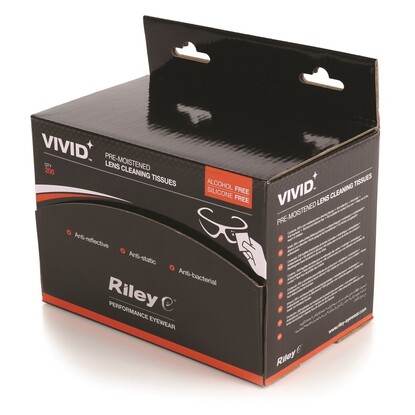 Show details for Riley Vivid moist lens wipes 200 per box