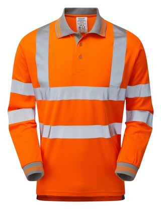 PULSAR® Rail Spec Long Sleeve Polo Shirt-Orange