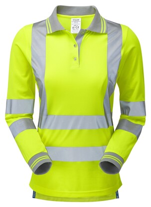 PULSAR® Ladies Long Sleeve Polo Shirt-Yellow