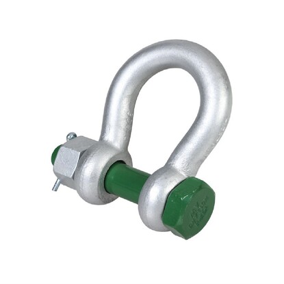 Green Pin Bow Shackle (Grade 6) c/w Safety Nut & Bolt Pin