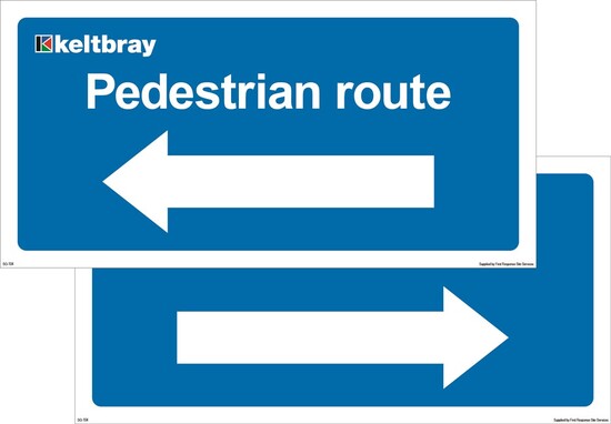 Pedestrian Route (Left+Right Arrow) Double Sided 600mm X 300mm