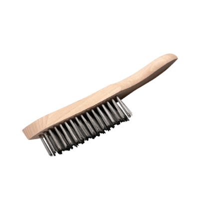 Wire Brush 4 Row Wooden Handle Stainless Steel