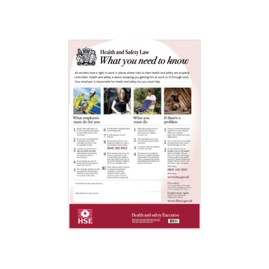 Health and Safety Law Poster - A2 laminated poster