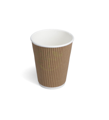 Kraft Ripple 12oz Paper Cups Recyclable - 500 Pieces