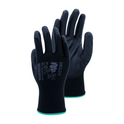 Warrior PU Coated Gloves Black