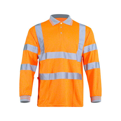 Hi Viz Polo Shirt - Long Sleeve - Orange - Warrior