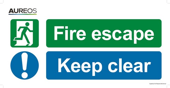 Picture of Fire Escape Keep Clear (Blue/Green) 600mm X 300mm Photoluminescent
