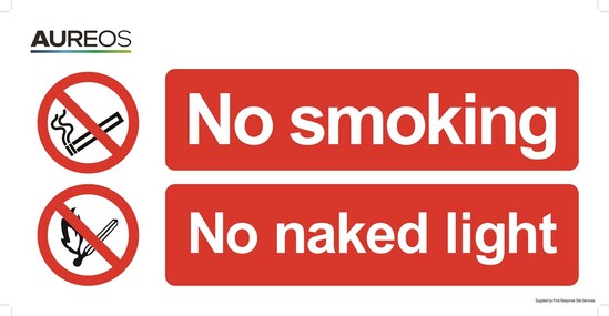 Picture of No Smoking Or Naked Light Horizontal 600mm X 300mm
