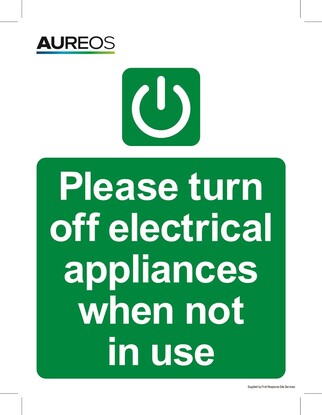 Show details for Please turn off electrical appliances when not in use - 150mm X 200mm
